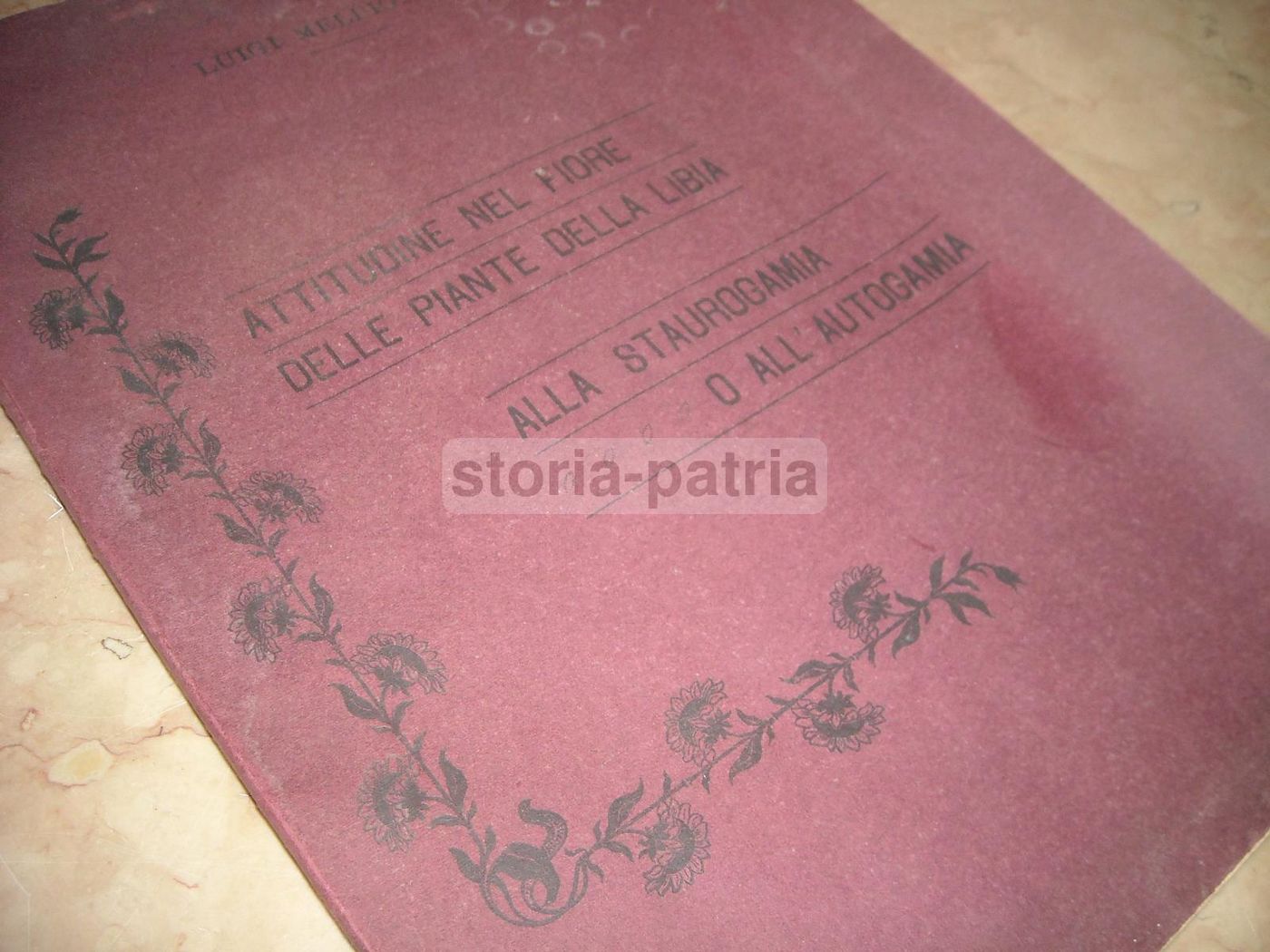 Melpignano: Botanica Della Libia, 1915. Staurogamia E Autogamia, Ostuni