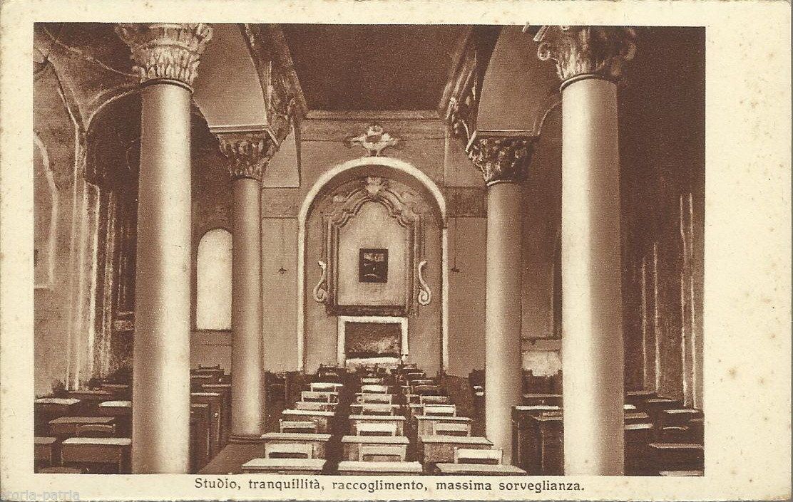 Cartolina Collegio Genovesi Salerno Salone Colonnato Anni '20