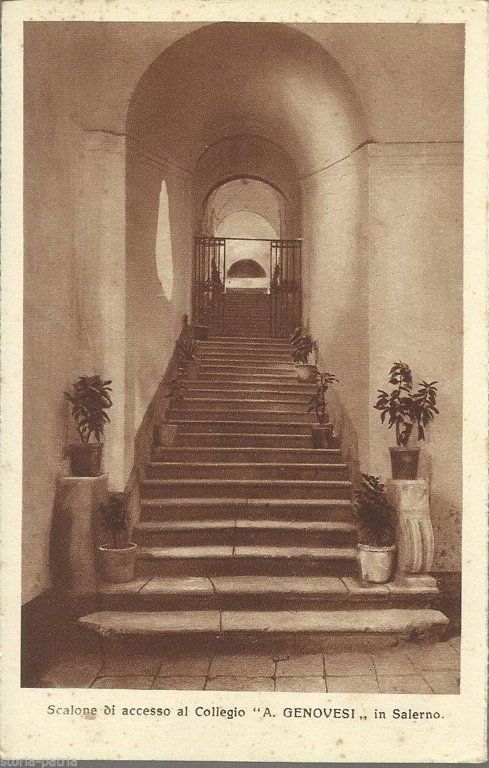 Cartolina Collegio Genovesi Salerno, Scalone d'Accesso, Anni '20