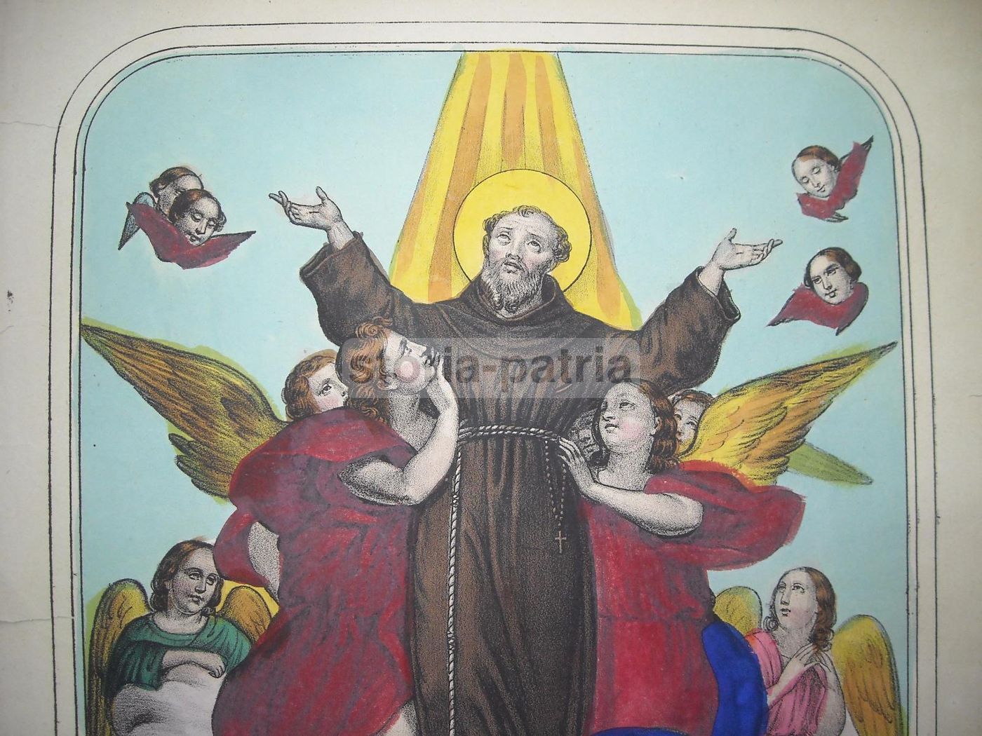 San Francesco d'Assisi Stampa Litografica Apicella Napoli 1882