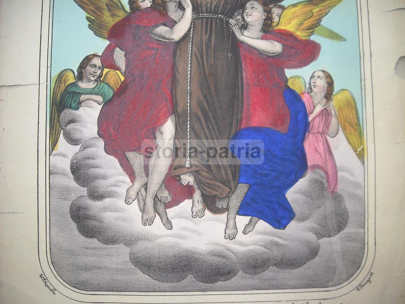 San Francesco d'Assisi Stampa Litografica Apicella Napoli 1882