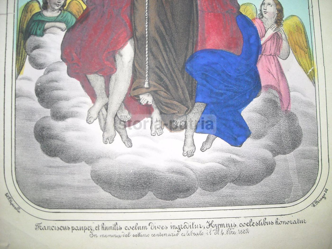San Francesco d'Assisi Stampa Litografica Apicella Napoli 1882