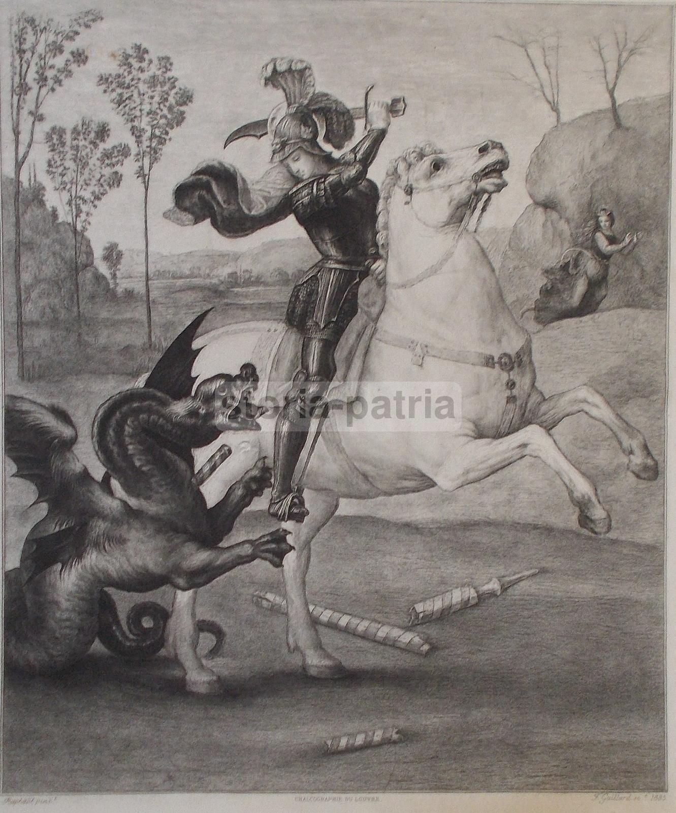 San Giorgio E Il Drago, Incisione Di Ferdinand Gaillard Da Raffaello, 1885