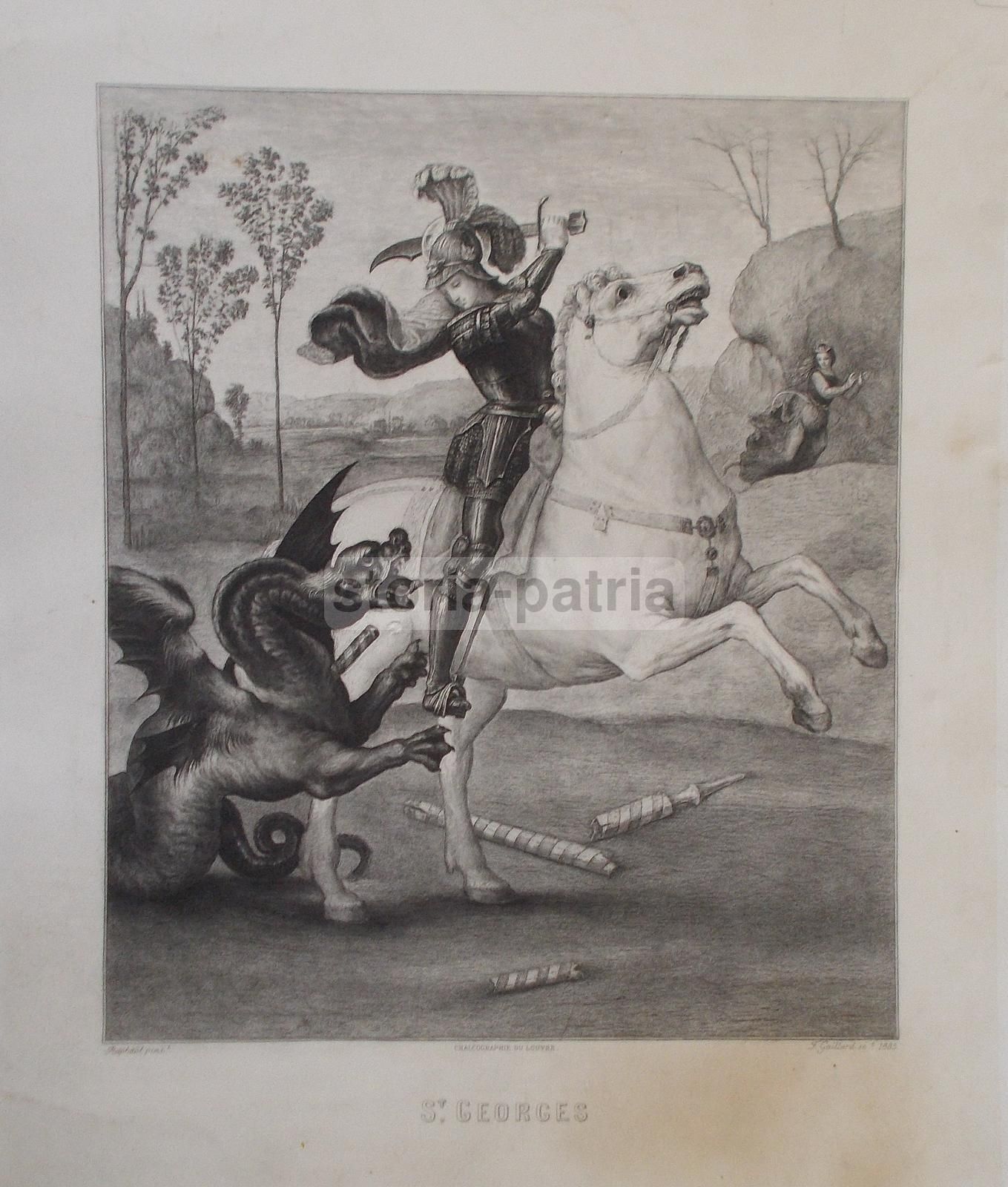 San Giorgio E Il Drago, Incisione Di Ferdinand Gaillard Da Raffaello, 1885