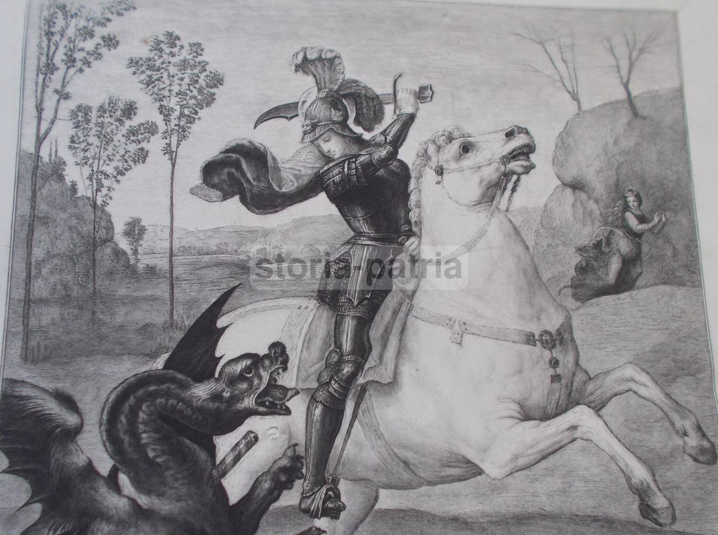 San Giorgio E Il Drago, Incisione Di Ferdinand Gaillard Da Raffaello, 1885