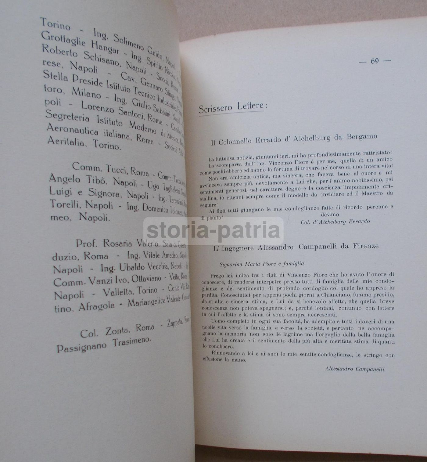 In Memoria Di Vincenzo Fiore 1937 Necrologio Illustrato Capua