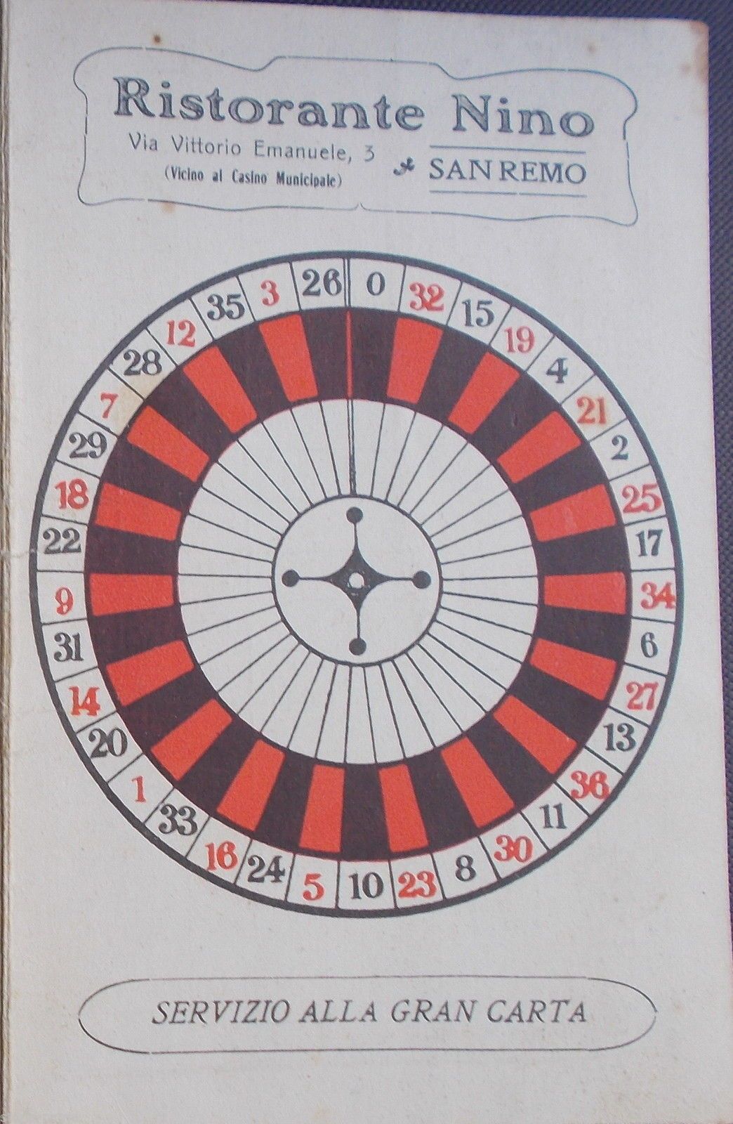Pubblicità Ristorante Nino San Remo, Tableau Des Voisins, Anni '30