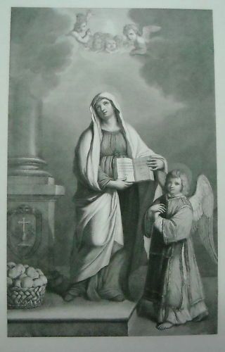 Santa Francesca Romana. Incisione Da Guercino, Rosaspina E Metalli, Metà XIX Secolo