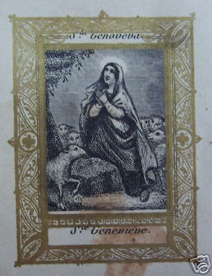 Santa Genoveffa, Santino Antico Litografico Francese, Metà '800
