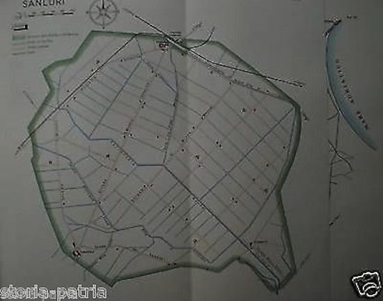 Mappa Topografica Bonifica Stagno Di Sanluri Sardegna 1950