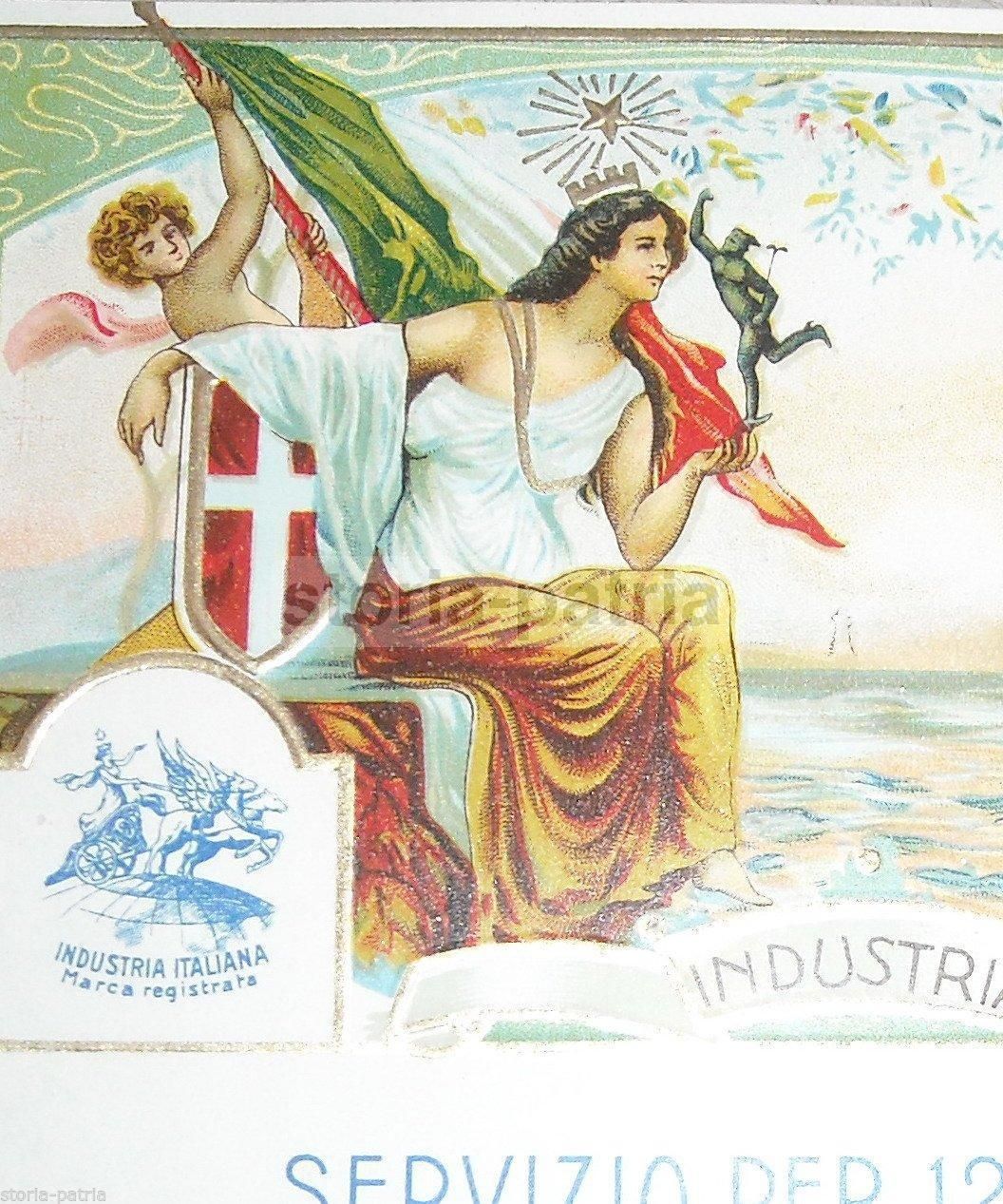 Etichetta Allegorica Industria Italiana Savoia Tricolore Navale