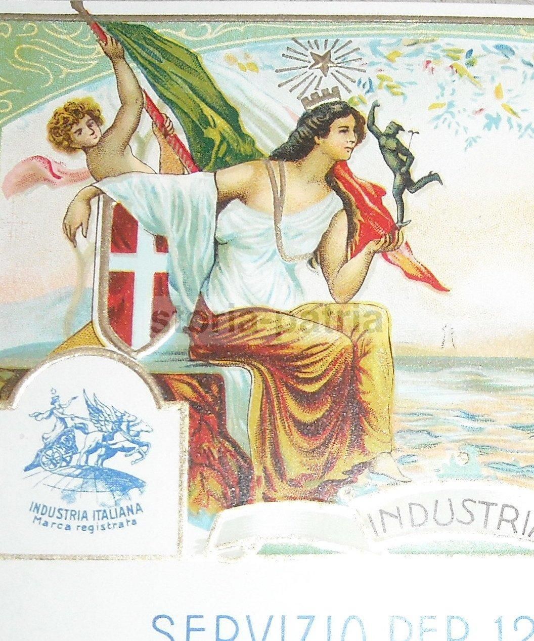 Etichetta Allegorica Industria Italiana Savoia Tricolore Navale