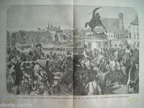 Vittorio Emanuele II A Vienna 1873, Incisione Xilografica