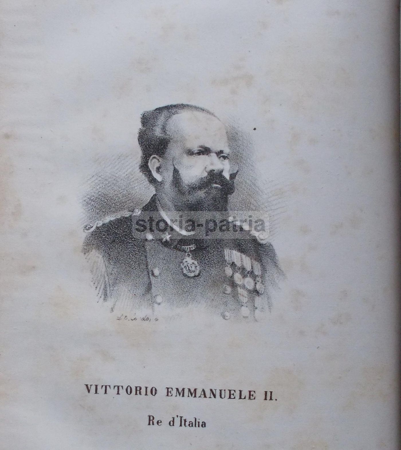 Ritratto Di Vittorio Emanuele II, Re d'Italia. Litografia Originale, XIX Secolo