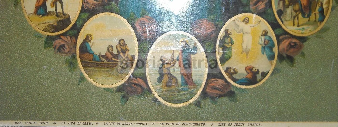 Stampa Devozionale Vita E Passione Di Gesù, Cromolitografia Anni '20
