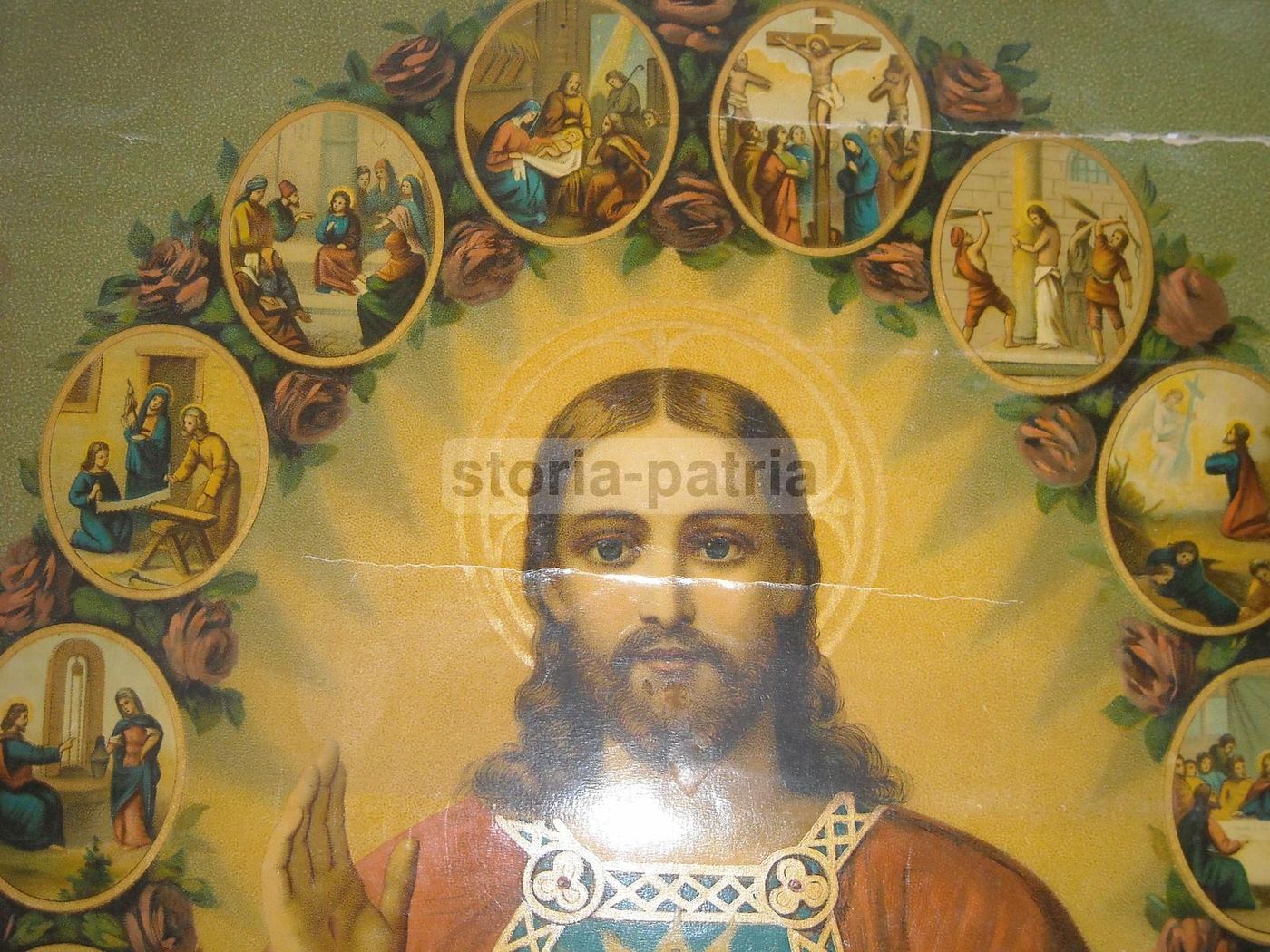 Stampa Devozionale Vita E Passione Di Gesù, Cromolitografia Anni '20