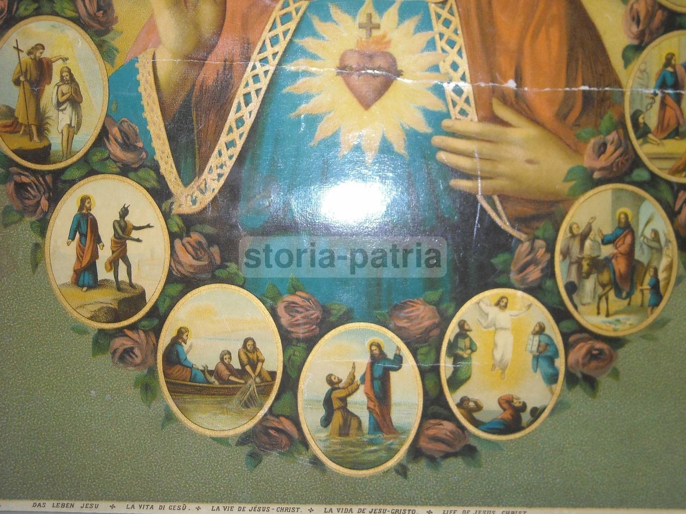 Stampa Devozionale Vita E Passione Di Gesù, Cromolitografia Anni '20