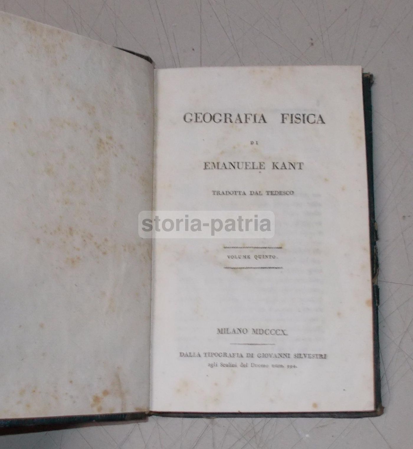Geografia Fisica Di Immanuel Kant, 1810 Milano Silvestri, Volume V: Idrologia E Atmosfera