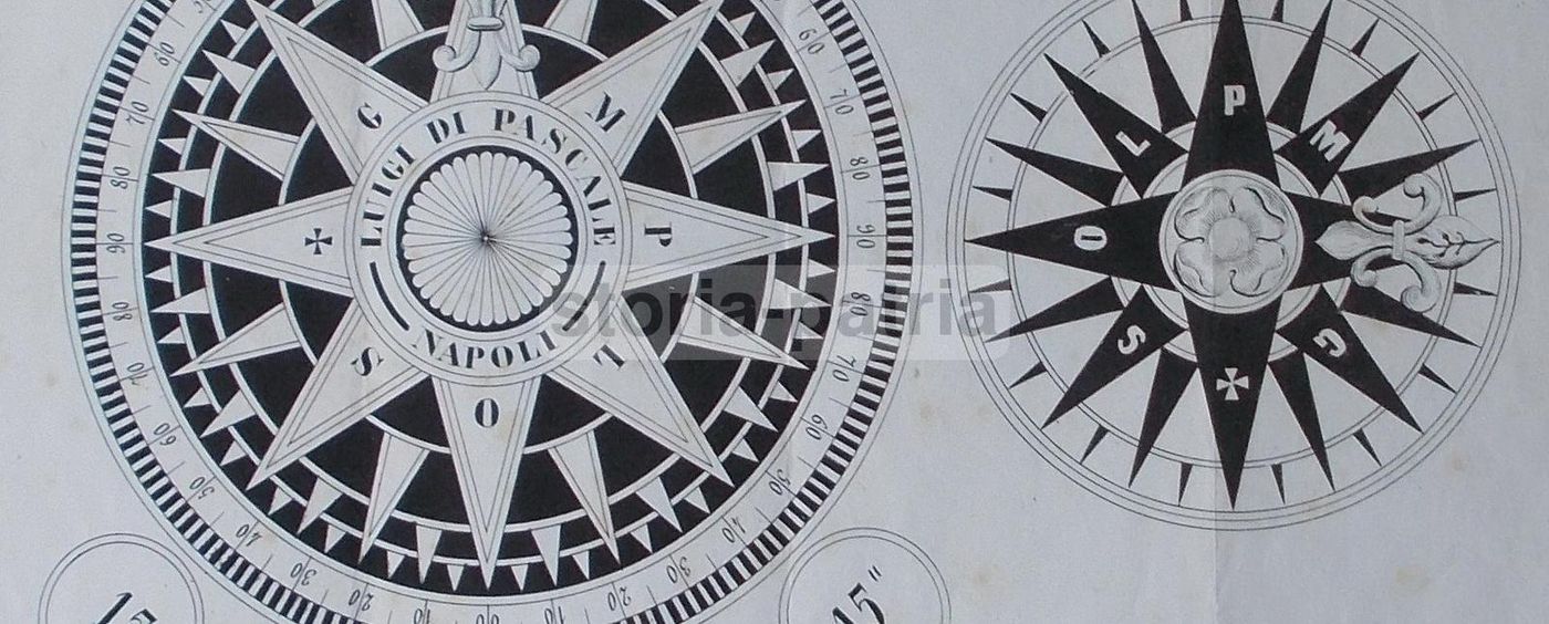 Stampa Antica Bussola Rosa Dei Venti Luigi Di Pascale Napoli 1800
