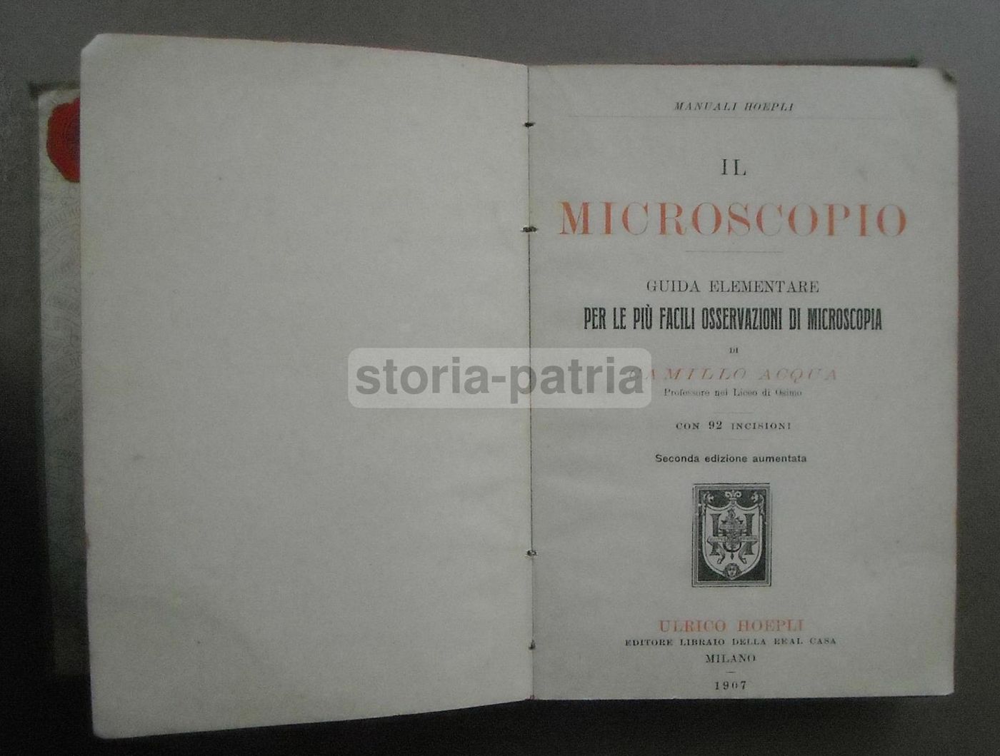 Il Microscopio   Camillo Acqua (1907)   Manuale Hoepli