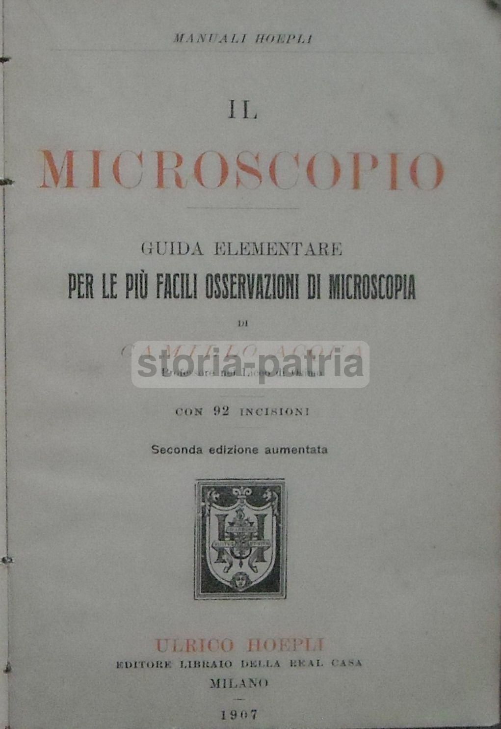 Il Microscopio   Camillo Acqua (1907)   Manuale Hoepli