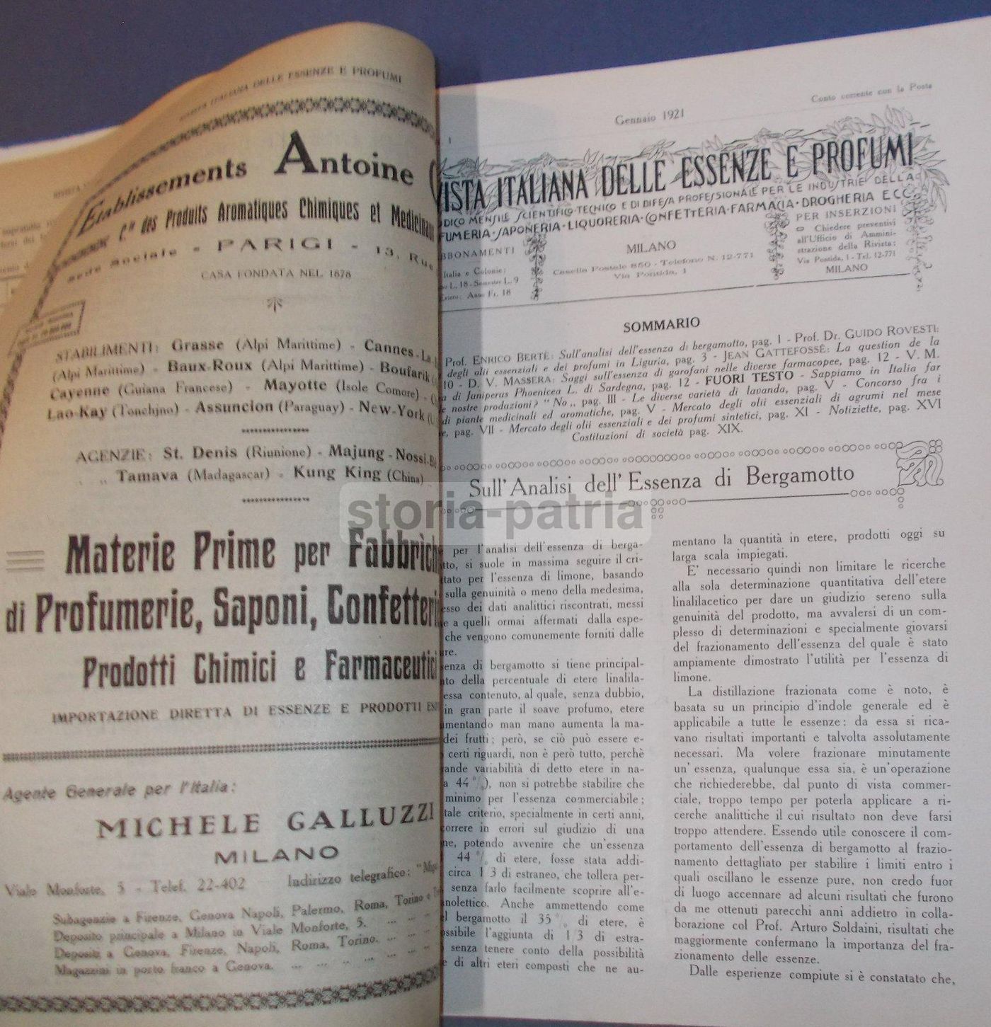 Rivista Italiana Delle Essenze E Profumi, 1921