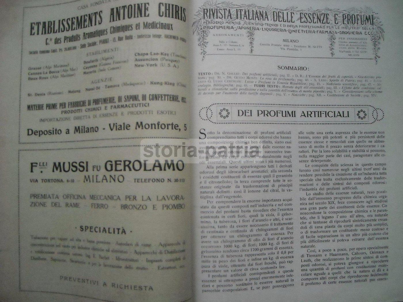 Rivista Italiana Delle Essenze E Profumi, Milano, Ottobre 1919 (Anno I, N. 4)
