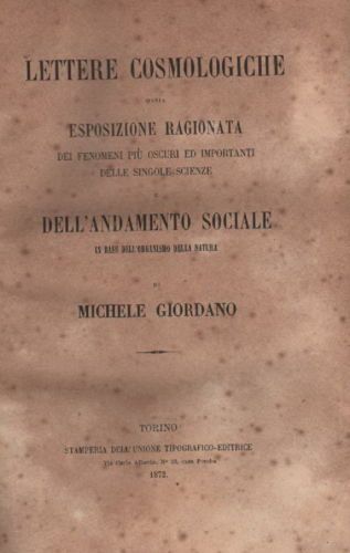 Lettere Cosmologiche (1872), Michele Giordano