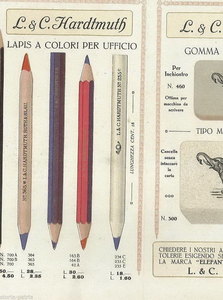 Pubblicità Lapis Koh I Noor Hardtmuth Milano, Inizio '900