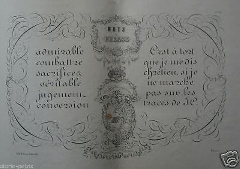 Litografia Calligrafia Marc André Papi Corsica 1850 Originale