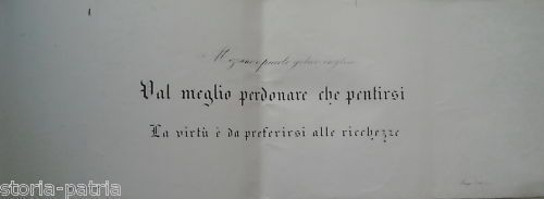 Tavola Litografica Calligrafica De Donato Forte Fine '800 Campania