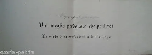 Calligraphic Lithographic Plate by De Donato Forte, Late 1800s, Campania