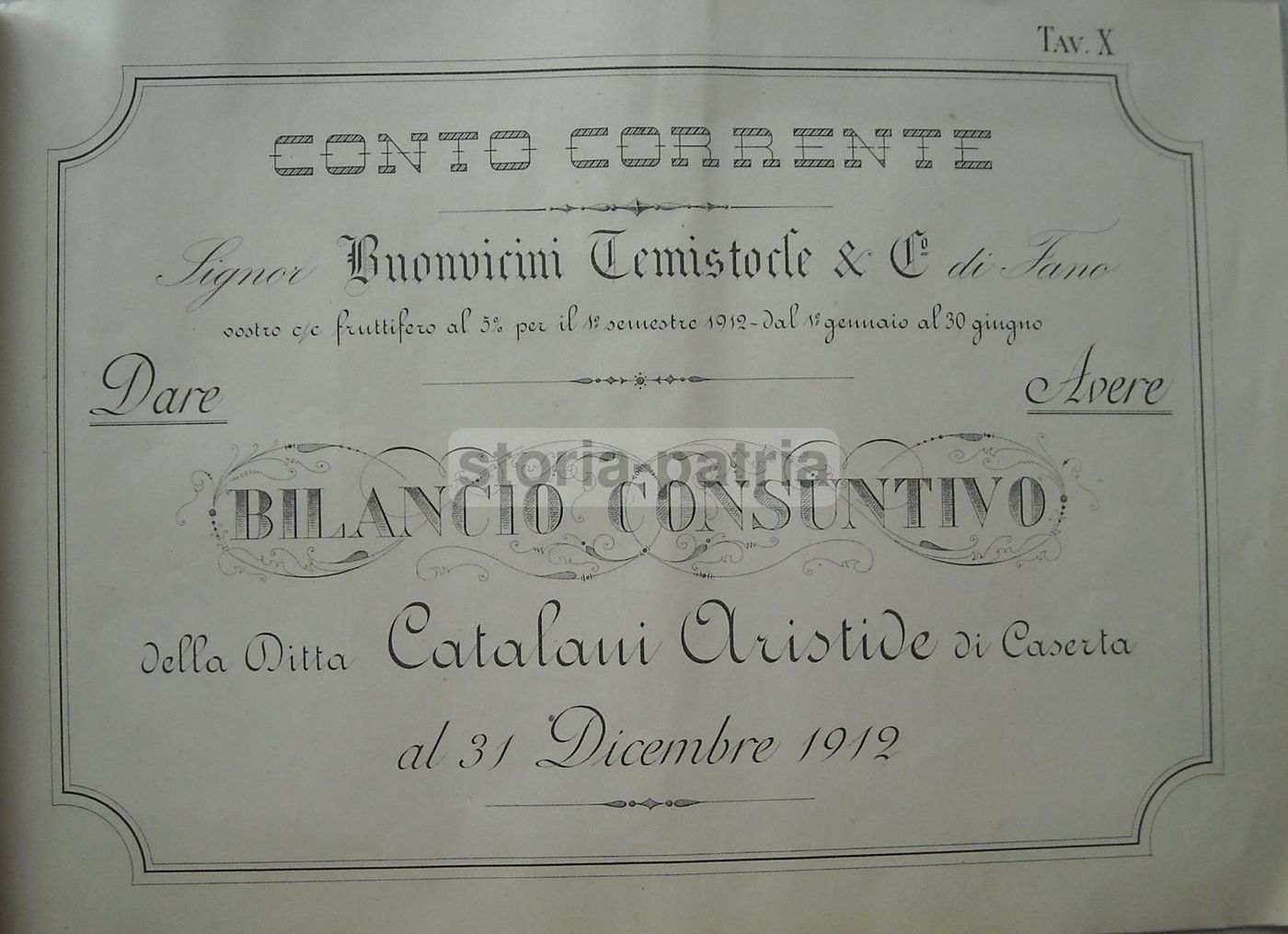 Conto Corrente Antico Buonvicini Fano Catalani Caserta 1900