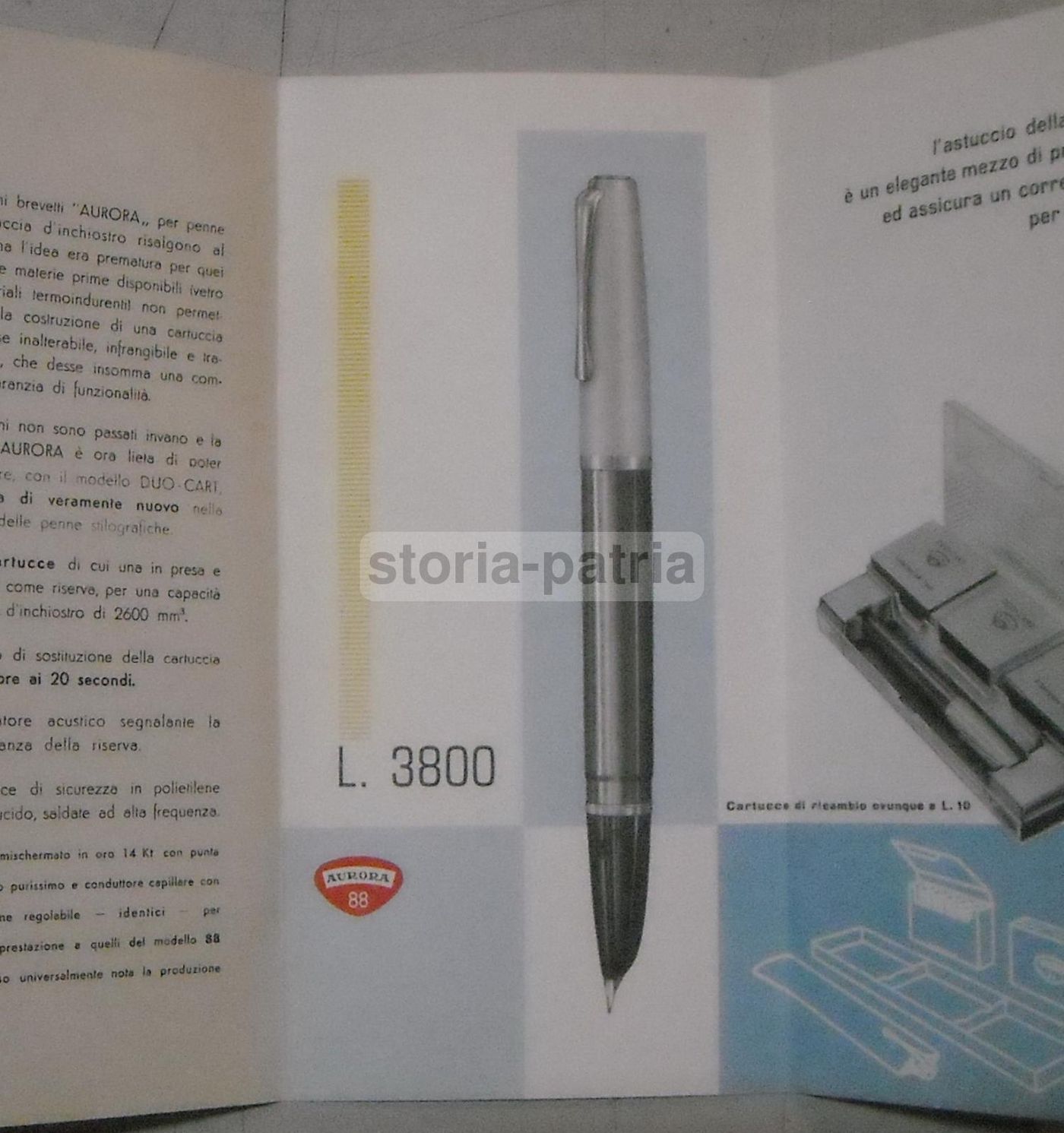 Depliant Pubblicitario Aurora Duo Cart Penna Stilografica