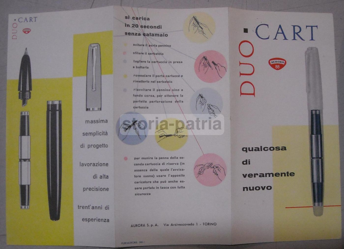 Depliant Pubblicitario Aurora Duo Cart Penna Stilografica