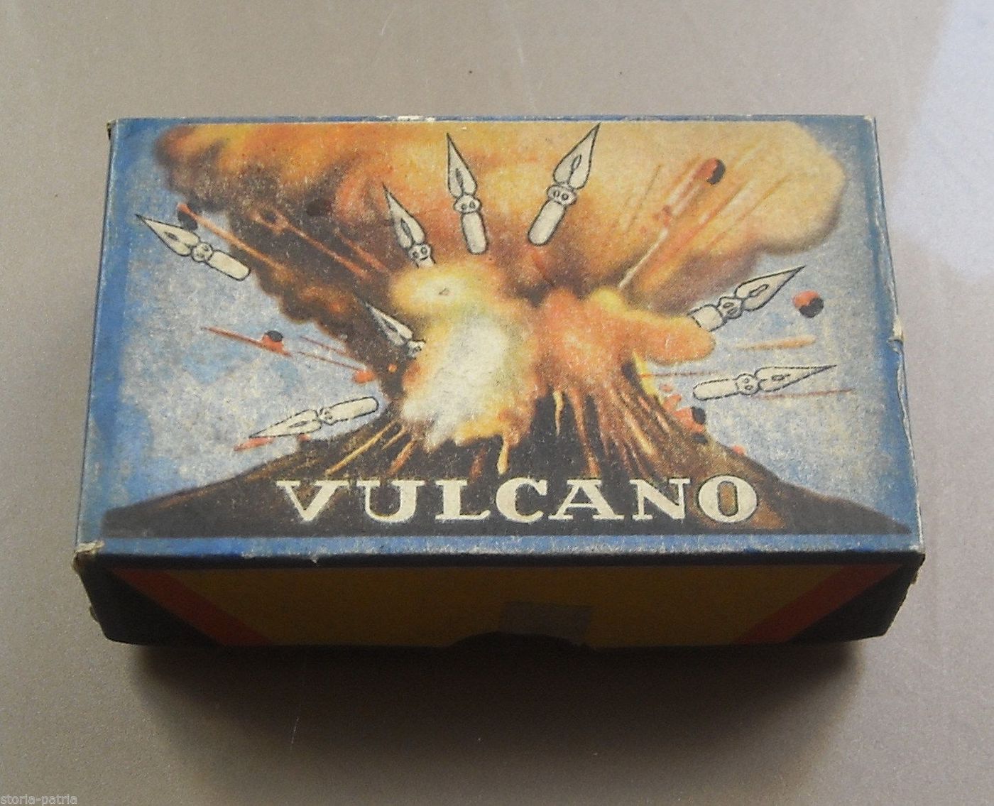Scatola Pennini Vulcano Cromolitografica, Anni '20 '30, Calligrafia