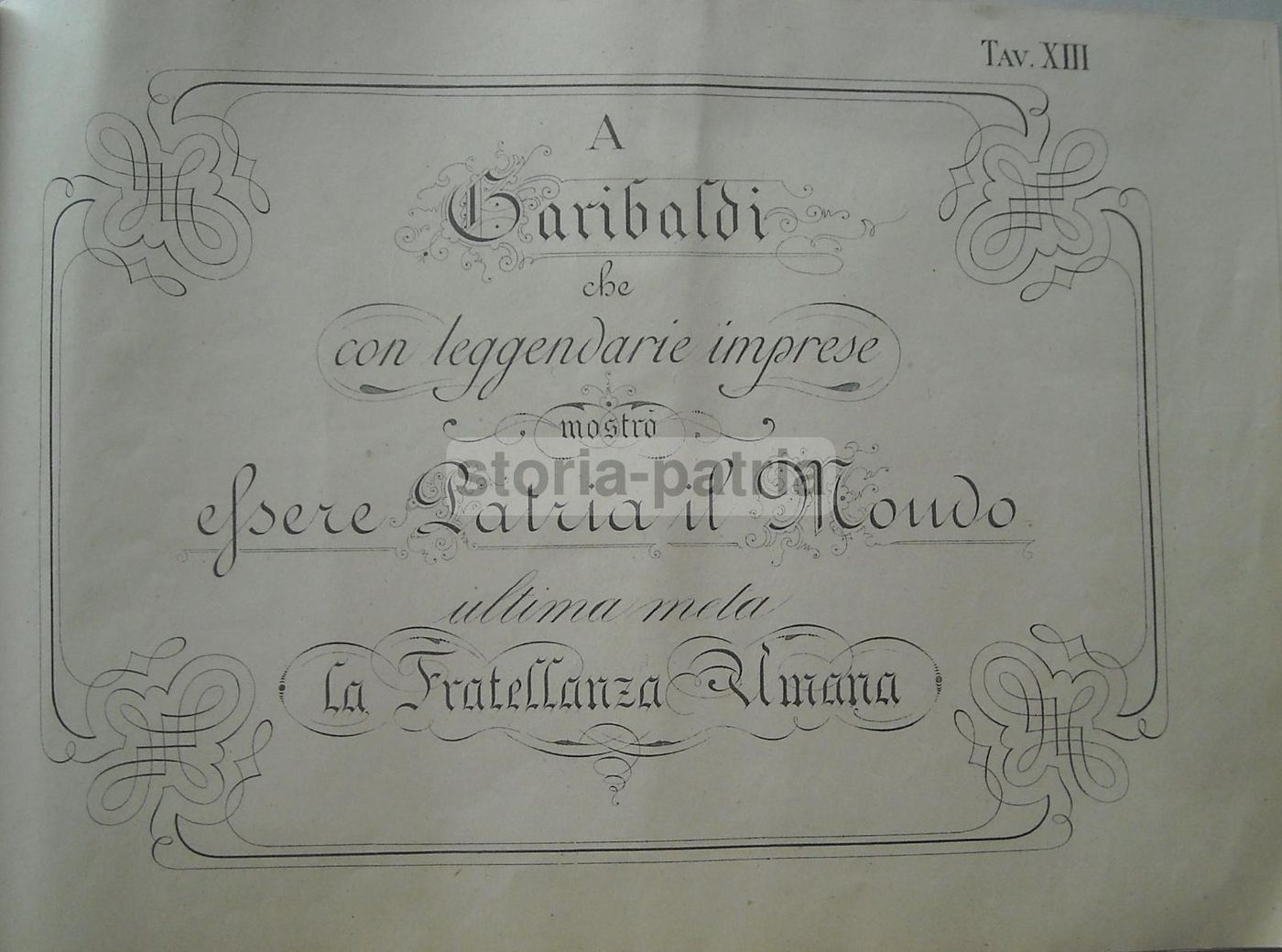 Stampa Calligrafica Garibaldi: Fratellanza Umana, Primo '900