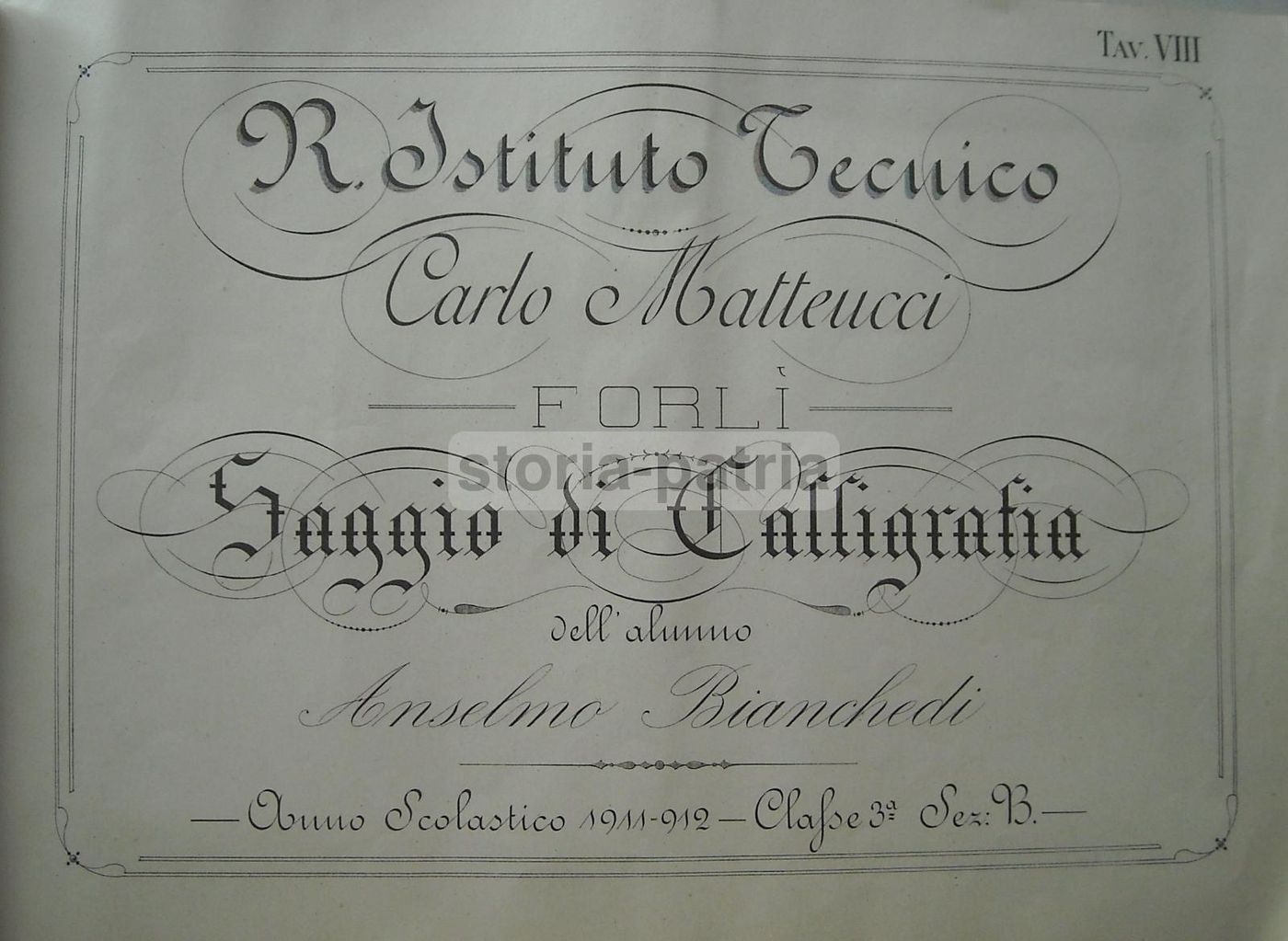 Saggio Di Calligrafia Dell'Istituto Tecnico Matteucci, Forlì, 1900