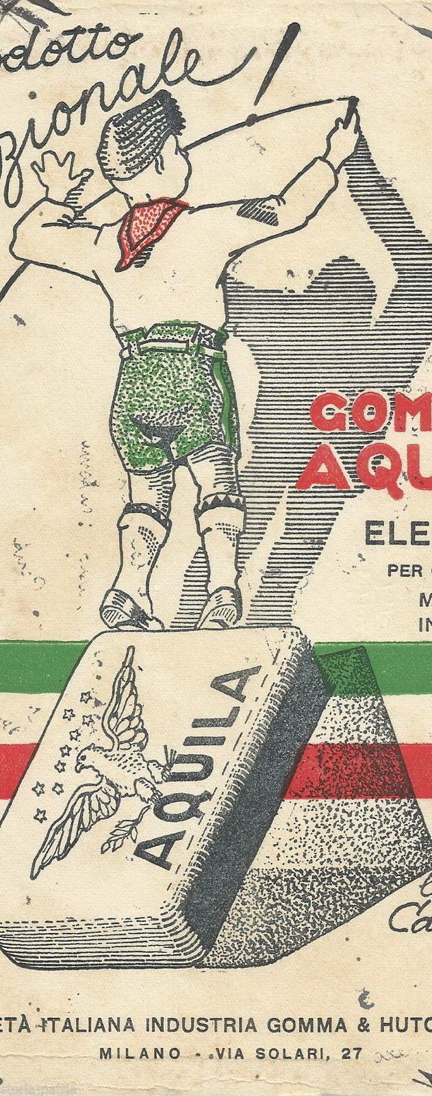 Pubblicità Gomme Aquila Hutchinson, Anni '30, Tricolore, Ajelli