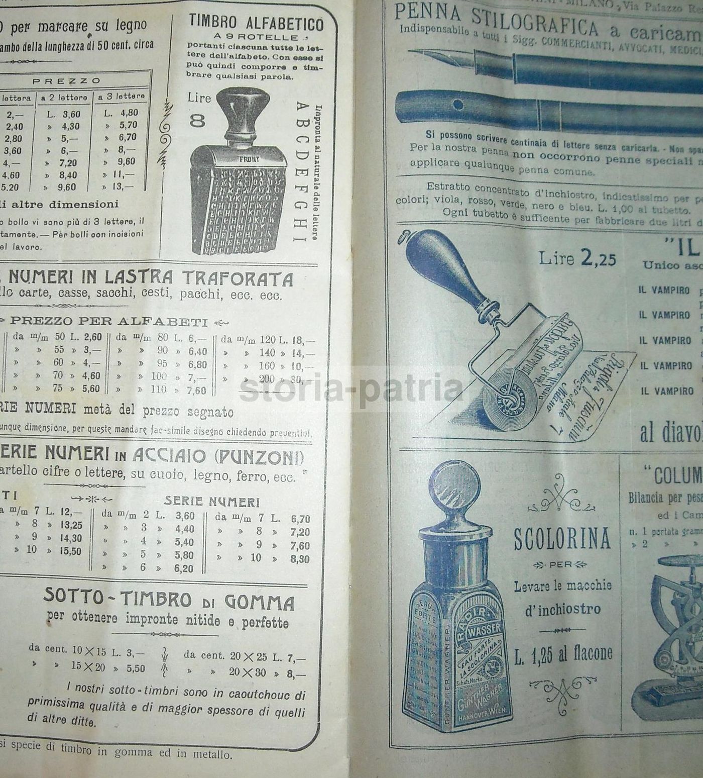 Catalogo Rigoli & Fraschini 1909: Timbri, Inchiostri E Cancelleria
