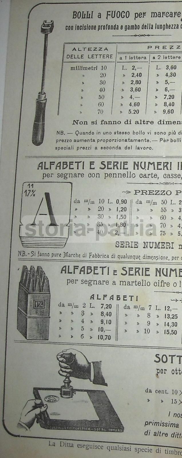 Catalogo Rigoli & Fraschini 1909: Timbri, Inchiostri E Cancelleria