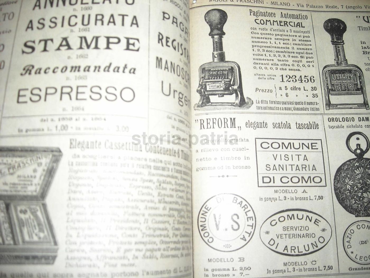 Catalogo Rigoli & Fraschini Timbri E Cancelleria Milano 1910