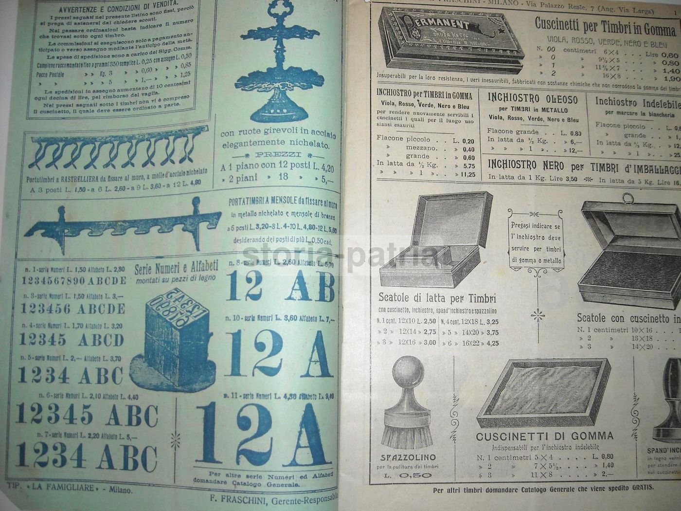 Catalogo Rigoli & Fraschini Timbri E Cancelleria Milano 1910