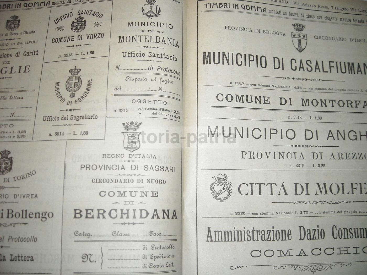 Catalogo Rigoli & Fraschini Timbri E Cancelleria Milano 1910