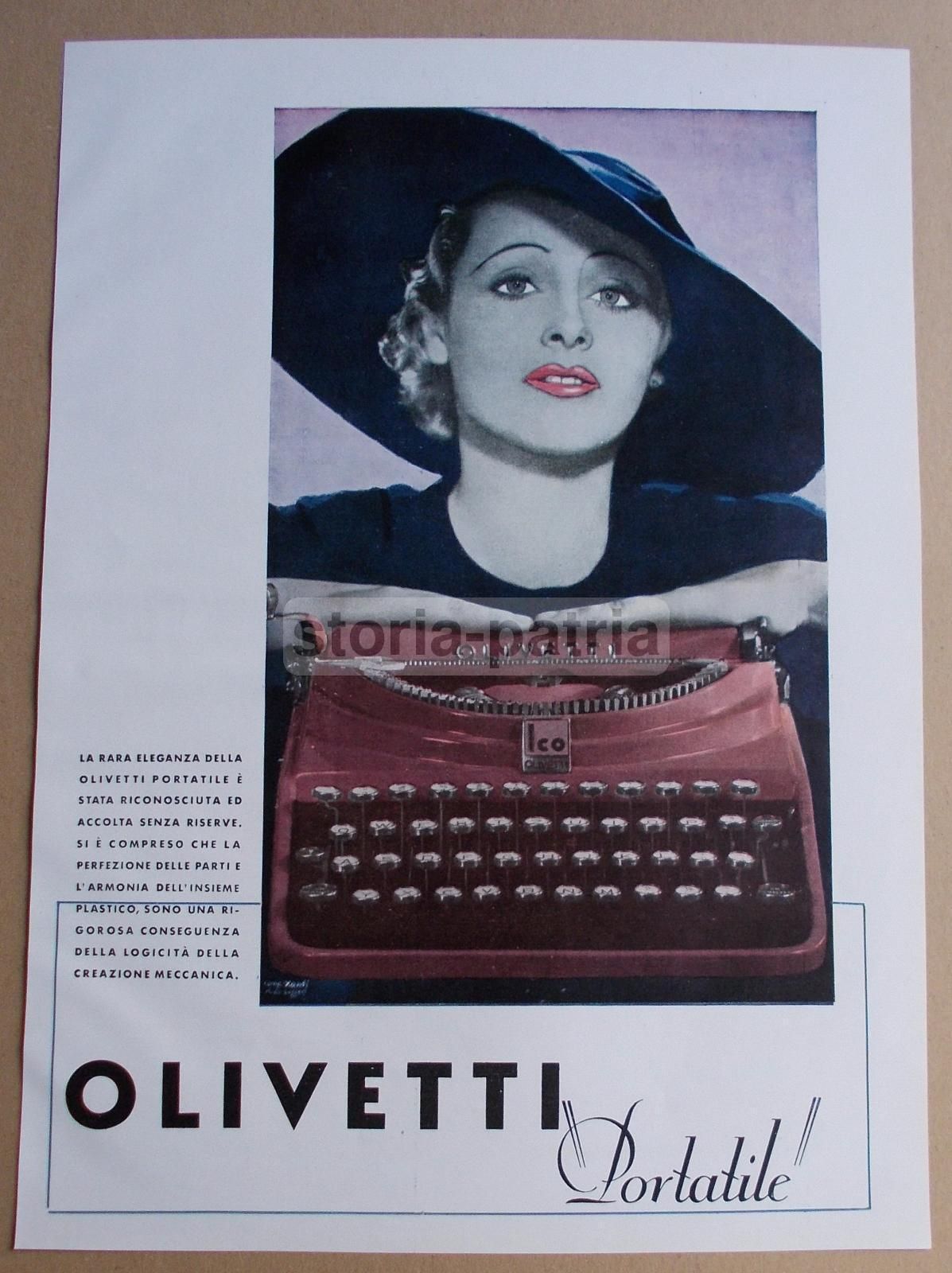 Pubblicità Olivetti Macchina Da Scrivere Portatile Anni '30