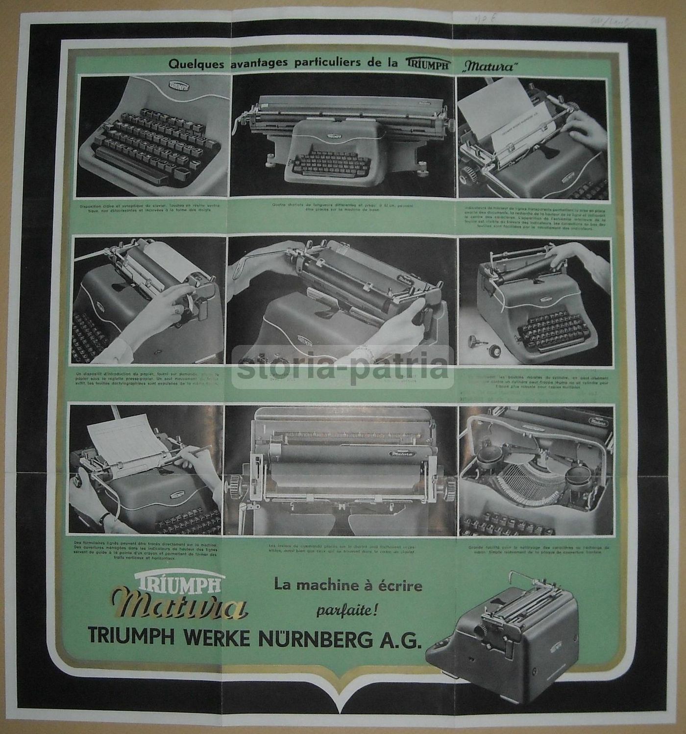 Volantino Pubblicitario Macchina Da Scrivere Triumph Matura, Anni '50