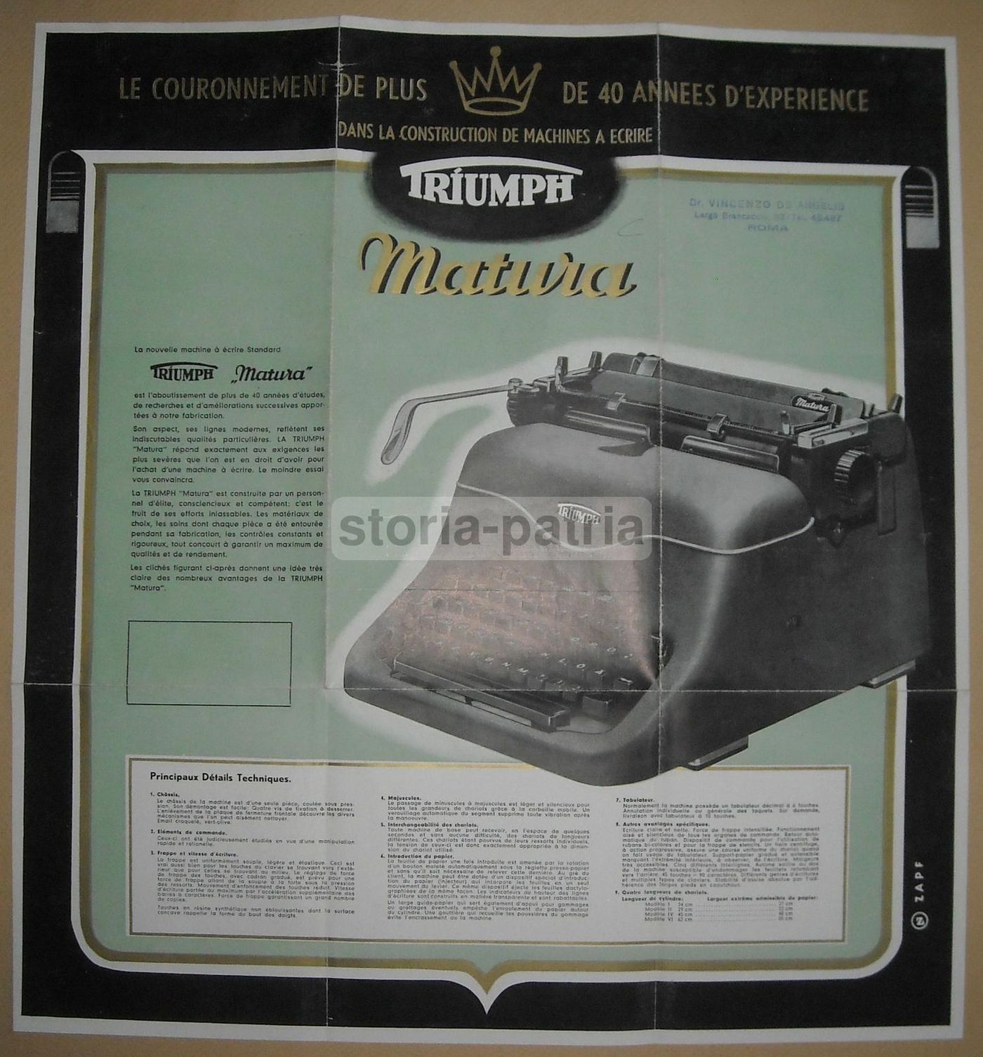 Volantino Pubblicitario Macchina Da Scrivere Triumph Matura, Anni '50