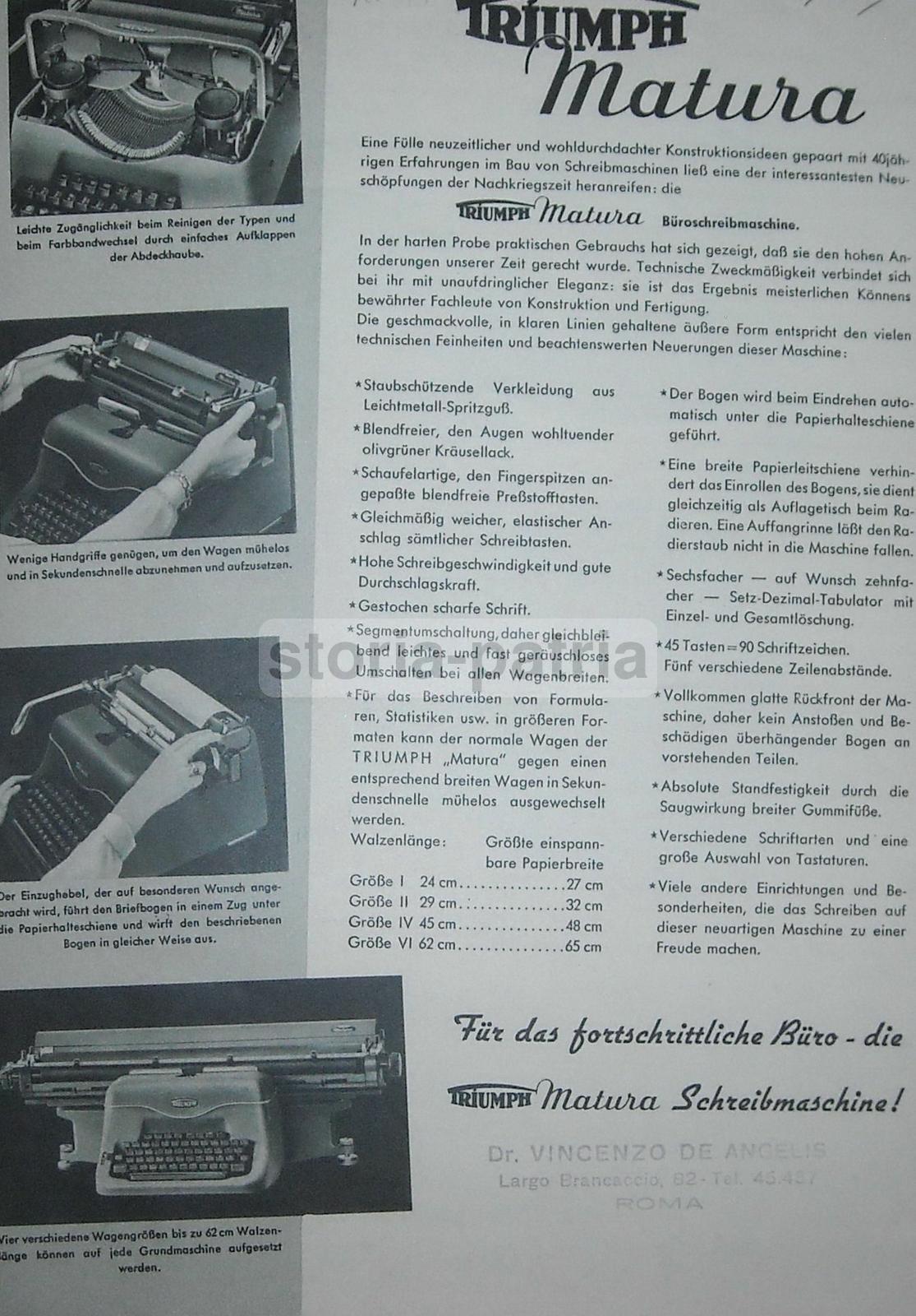 Volantino Pubblicitario Macchina Da Scrivere Triumph Matura