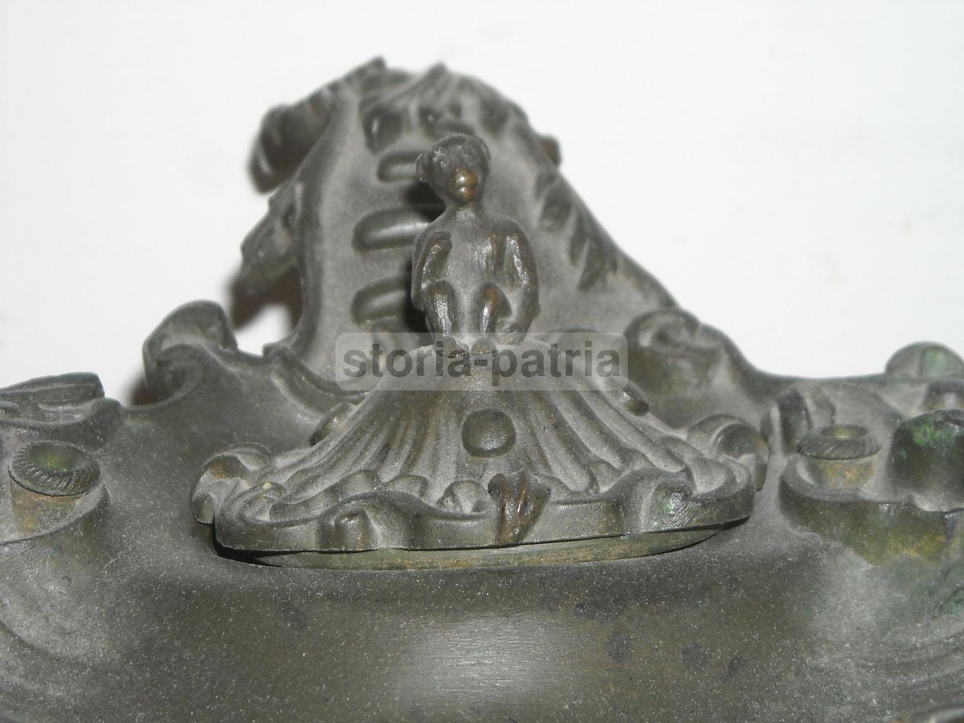 Calamaio Antico In Bronzo Con Scimmia, XIX Secolo