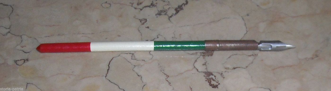 Penna Tricolore d'Epoca Con Pennino Presbitero Inizio '900